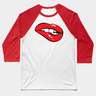 Biting Lip Mouth Baseball T-Shirt